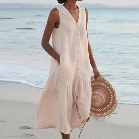 Marie – soft pink linen dress