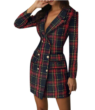 Hannah belted checked blazer dress