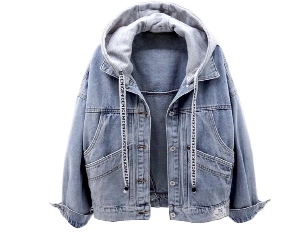 Lia - casual women's denim jacket with a hood