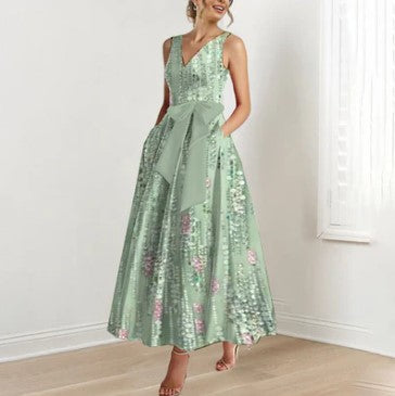 Abigail – spring green maxi dress