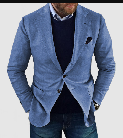 Benno - men's cardigan with casual buttons, pockets and lapel collar, solid color, long sleeves