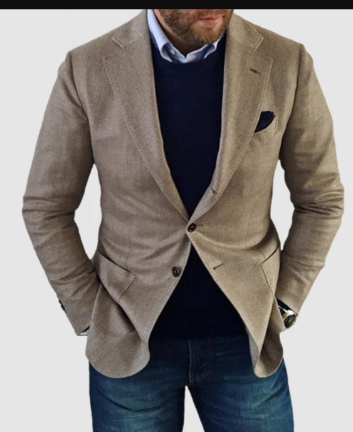 Benno - men's cardigan with casual buttons, pockets and lapel collar, solid color, long sleeves