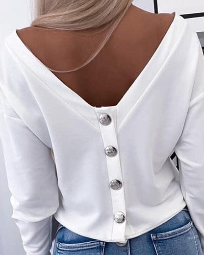 Harper long sleeve backless button down top