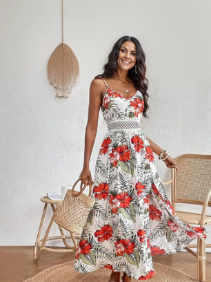 Emily - romantic sleeveless maxi dress with floral print