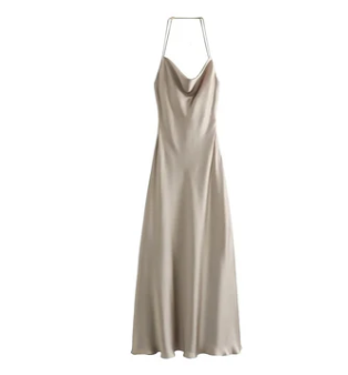 Madison gray satin breathable maxi dress