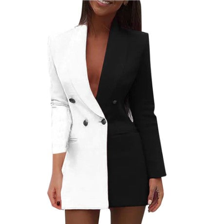 Emily - two tone colorblock double breasted blazer dress