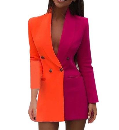 Emily - two tone colorblock double breasted blazer dress