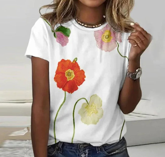 Sophia - poppy flower shirt