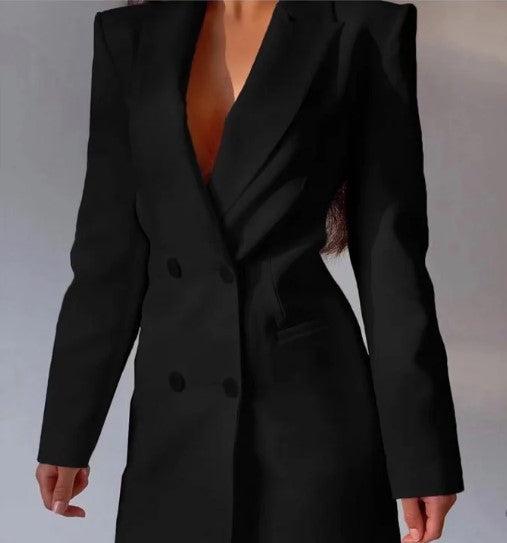 Amelia - double breasted blackless blazer dress