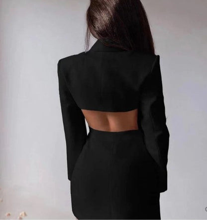 Amelia - double breasted blackless blazer dress