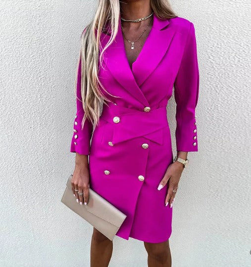 Harper - office style solid color blazer dress