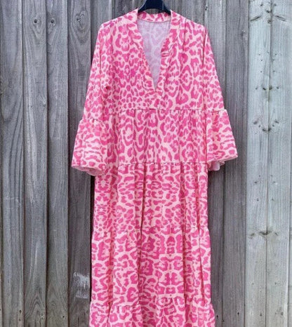 Evelyn – pink leopard print dress