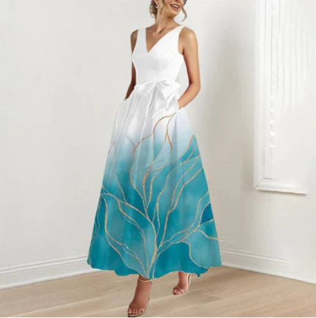 Emma – waves shiny maxi dress