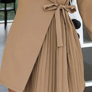 Aurora solid color v-neck lapel blazer dress