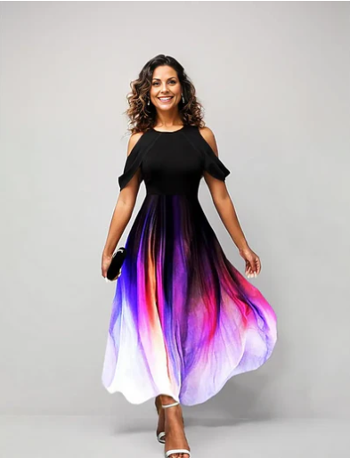 Camila – artistic midi dress with draped sleeves