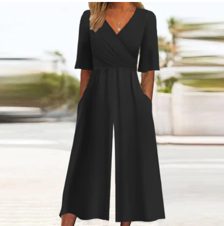 Luna - elegant black overall dress