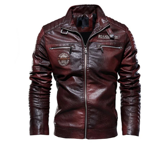 Joach - men's leather jacket with patches