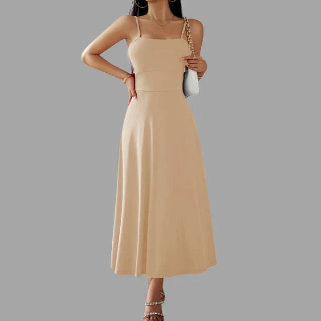 Julia - beige midi swing dress