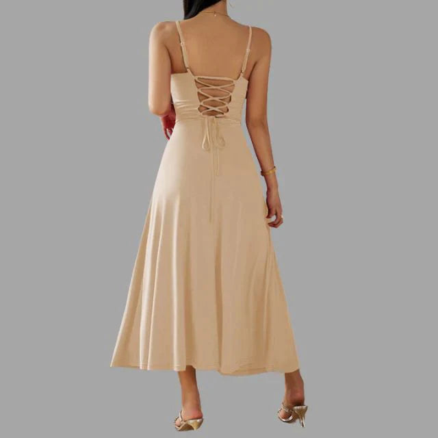 Julia - beige midi swing dress