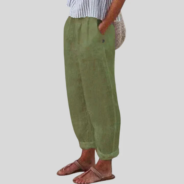 Beige linen trousers men - lukas