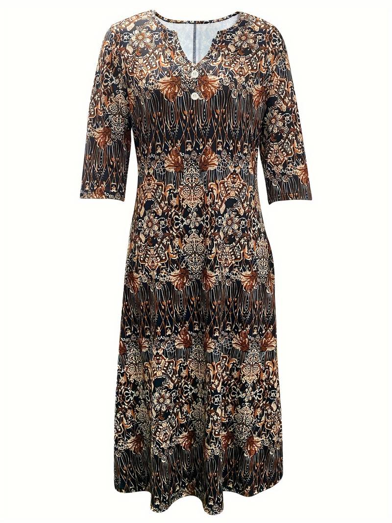 Abigail – midi dress with floral print and 3/4 sleeves