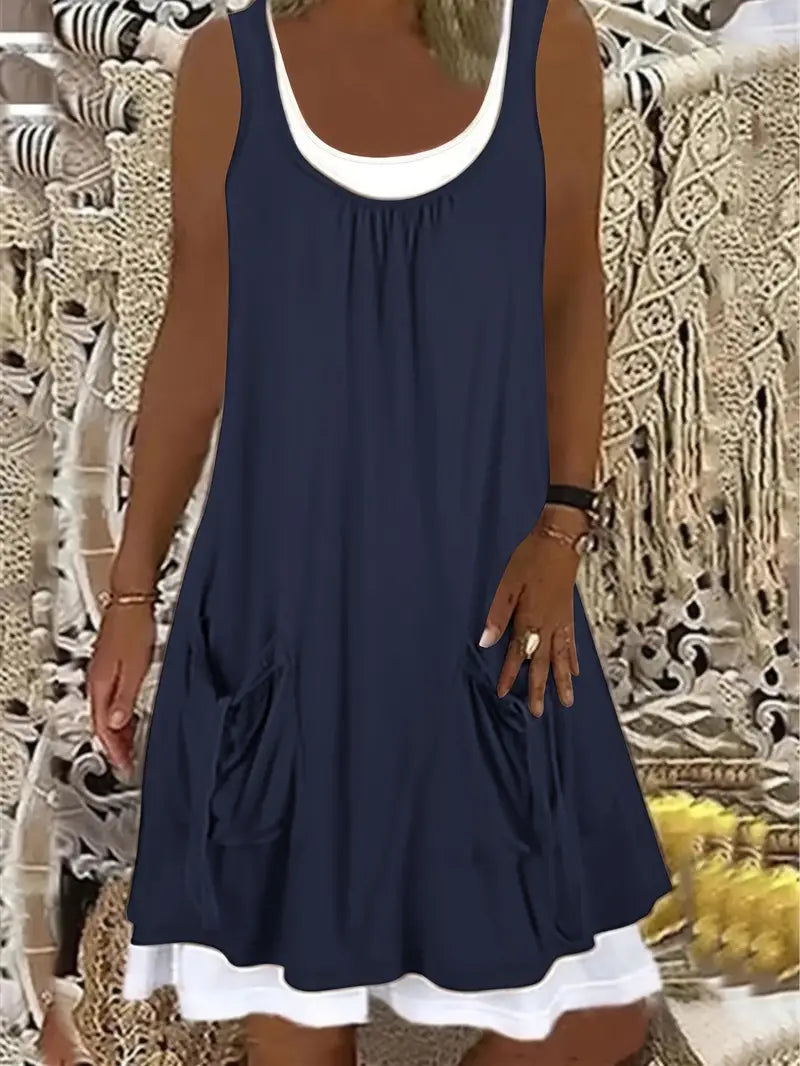 Sophia – casual sleeveless dress with a round neckline