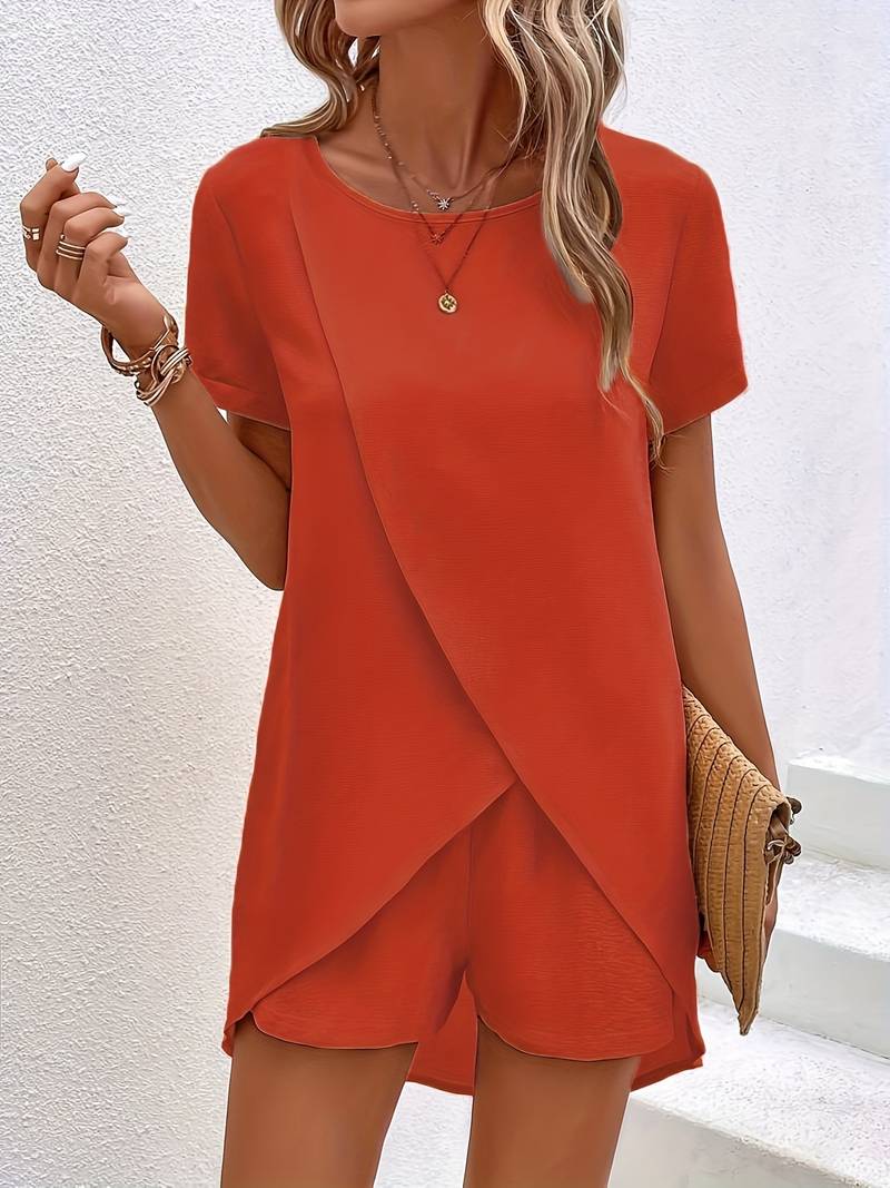 Emily - asymmetrical top and shorts set