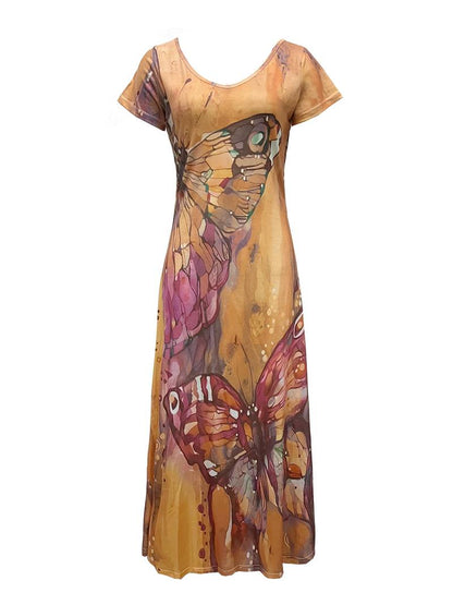 Grace - butterfly print v-neck dress for spring & summer