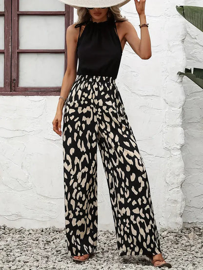 Ledi - leopard print wide leg jumpsuit