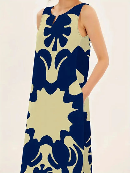 Isabella - graphic print v-neck maxi dress