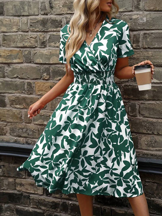 Amelia short sleeve floral wrap dress