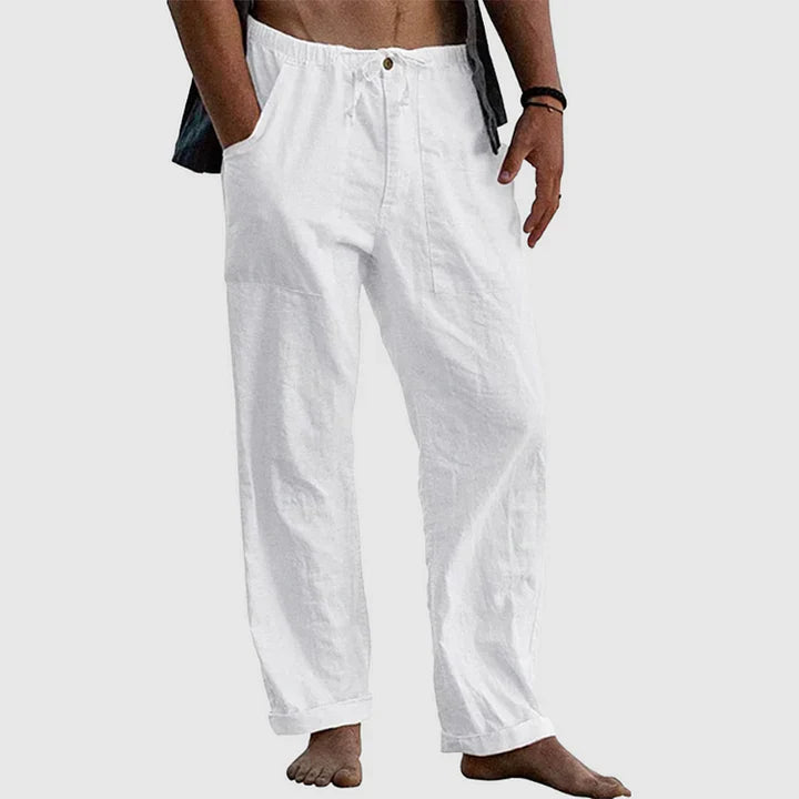 Casual linen trousers with drawstring