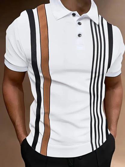 Michael t-shirt with retro vertical stripe pattern