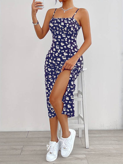 Isabella floral print split cami dress