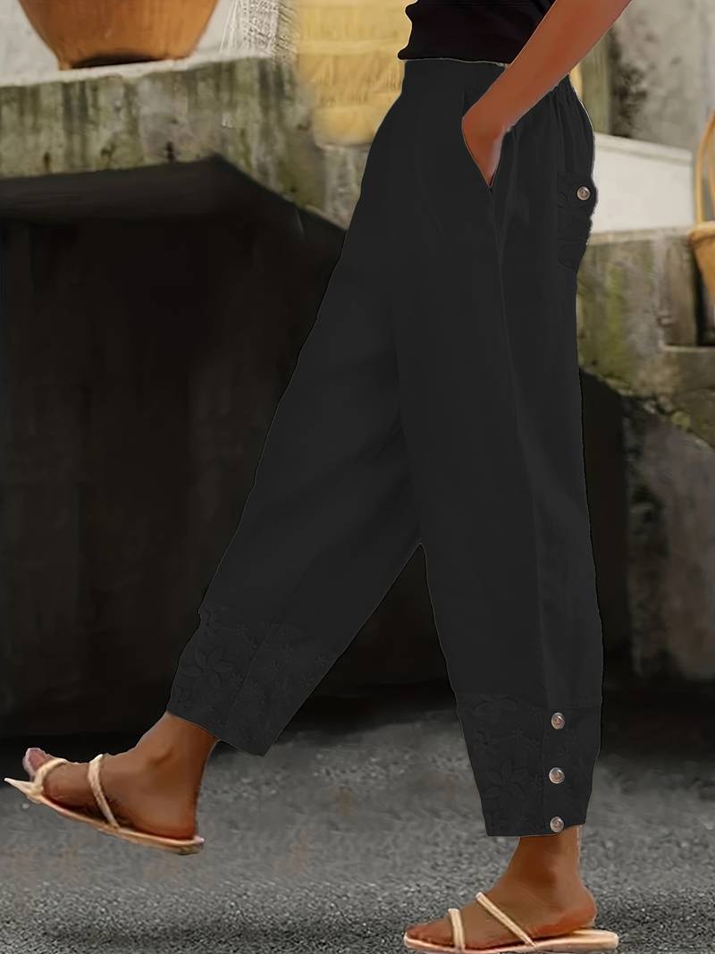 Hannah – contrast casual trousers for summer