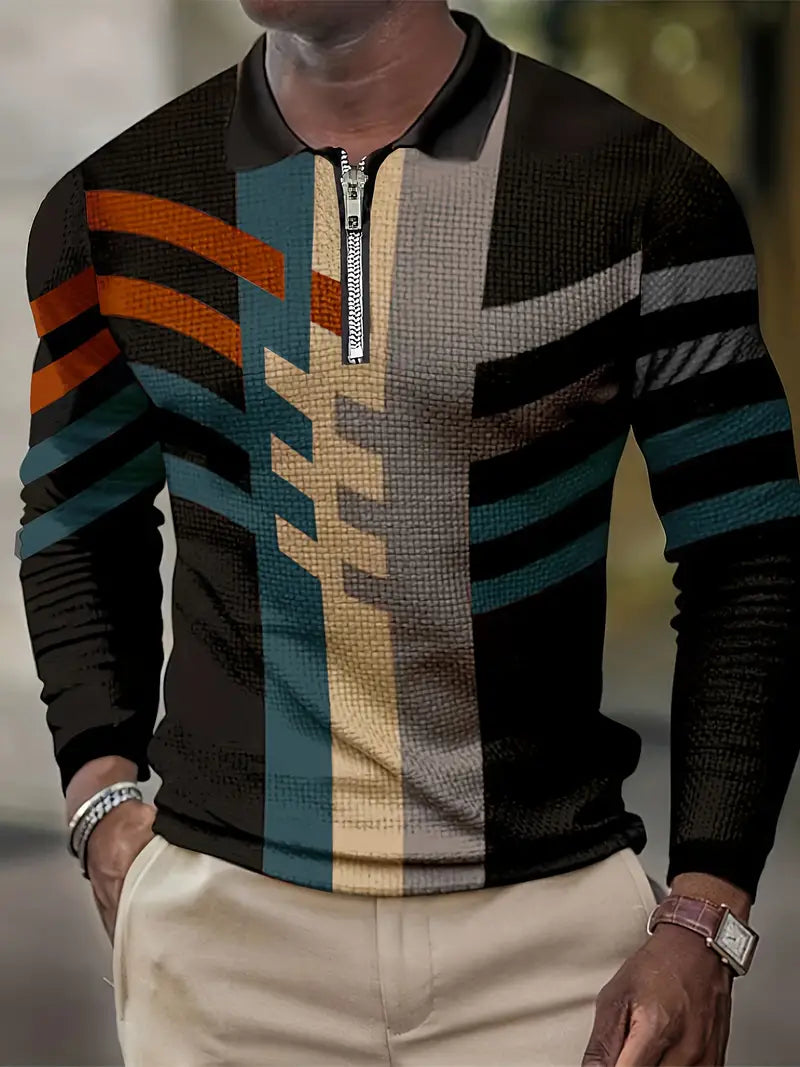 John color block waffle vintage long sleeve shirt