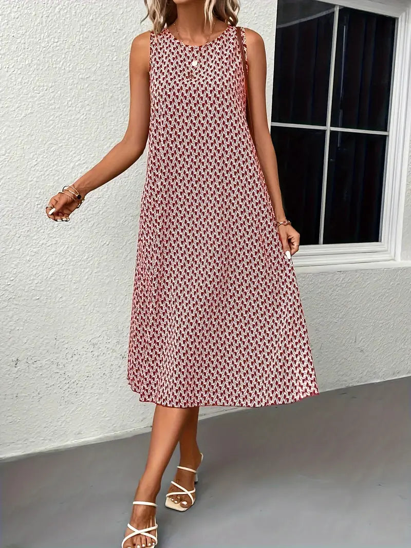 Olivia – midi dress with a round neckline and an all-over print