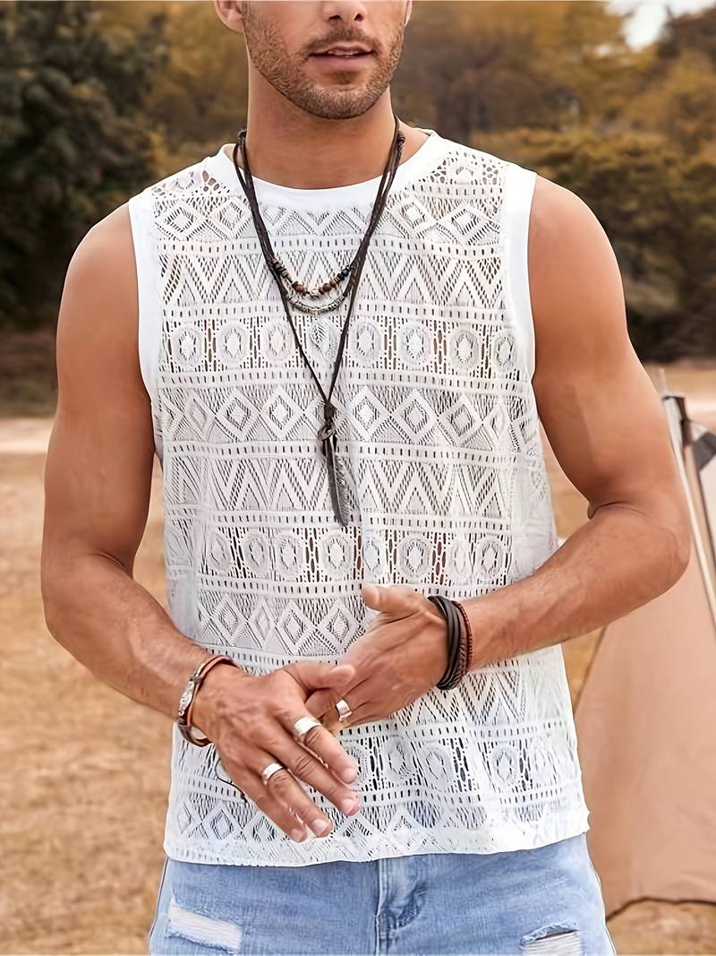 Isaac ethnic hollow out tank top