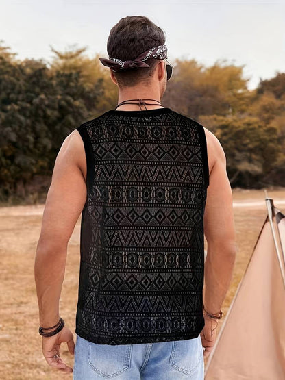 Isaac ethnic hollow out tank top