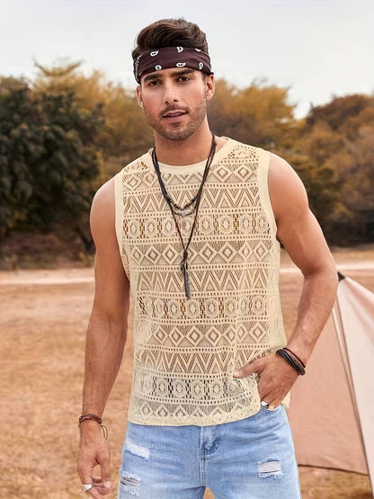 Isaac ethnic hollow out tank top