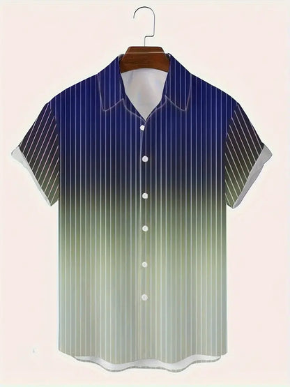 Christopher men's short sleeve gradient striped button down shirt for spring/summer