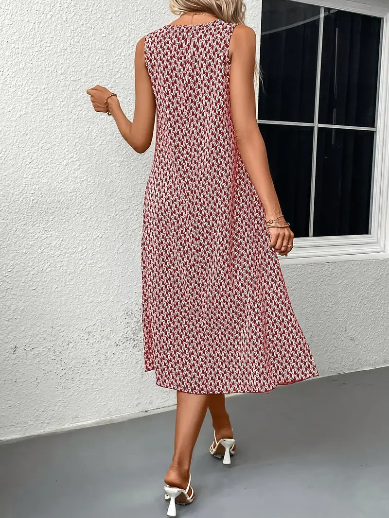 Olivia – midi dress with a round neckline and an all-over print