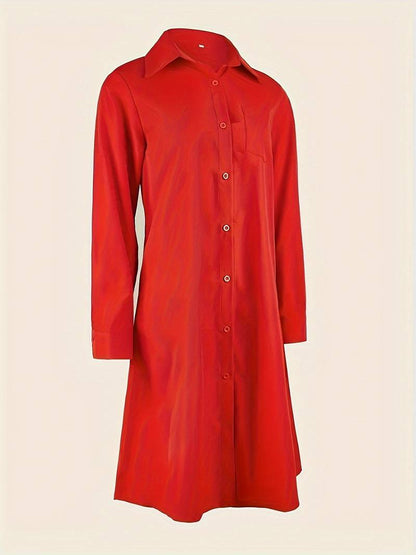 Anna - solid color single breasted shirt dress