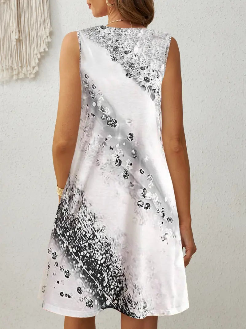 Faye – dress with abstract print and round neck