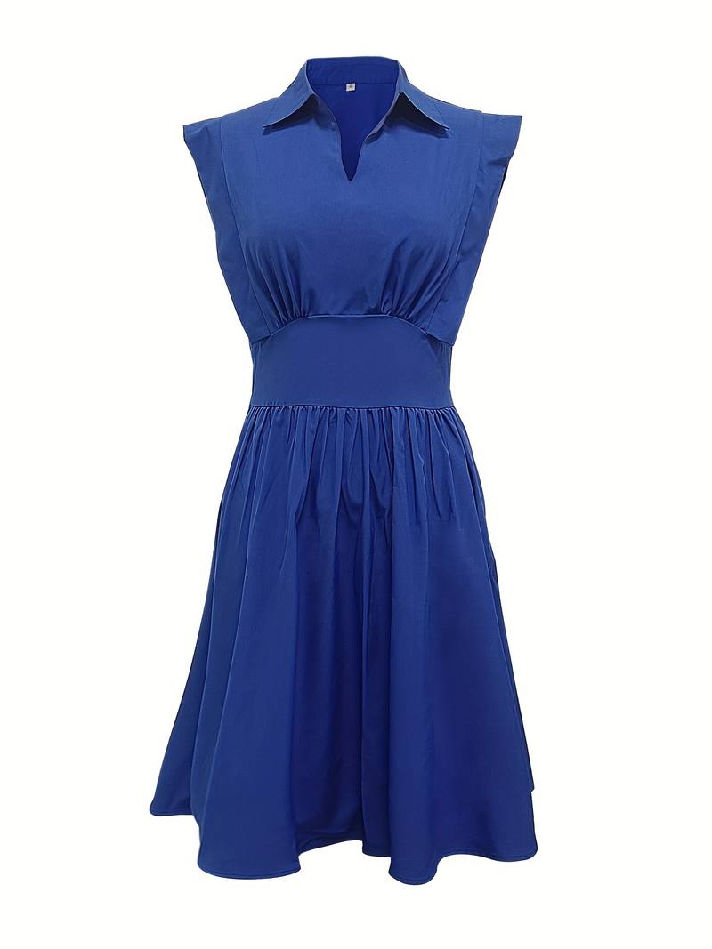 Evelyn – ruffled dress with a narrow waist and collar