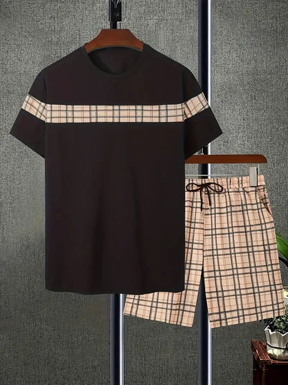 Matthew men's checked outfit set for summer vacation