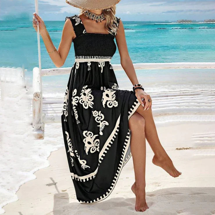 Ashley – sleeveless maxi dress with a cool print