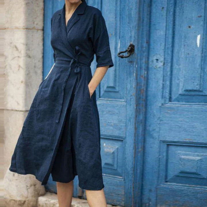 Stylish midi shirt dress with waist belt