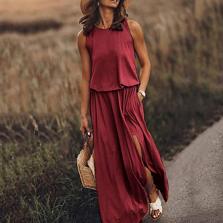 Aurelia - elegant long boho dress with elastic waist